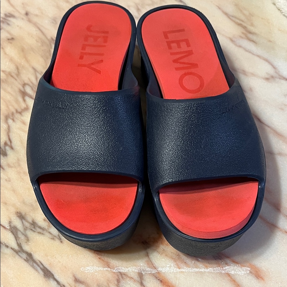 Lemon and Jelly Navy and Red Slide Sandals